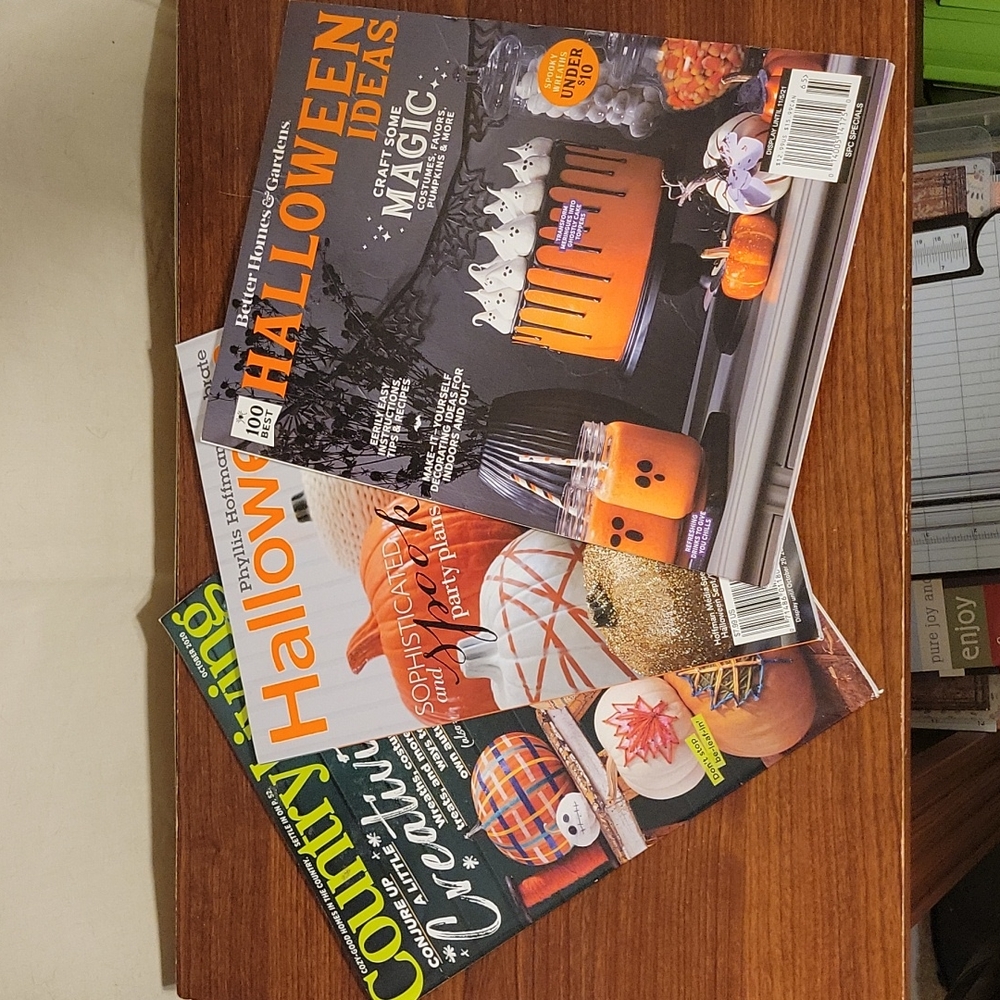 Set of 3 Vintage Halloween Decor Magazines